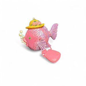 Y2K Pink Fish with Hat & Purse Ornament